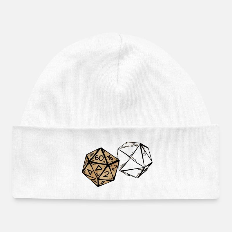 Croquis d’un cube de jeu de rôle peint RPG - Bonnet bébé bio - blanc