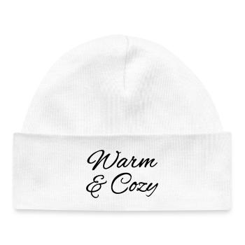 Warm & Cozy – Lettrage câlin d’automne et d’hiver - Bonnet bébé bio - blanc - Devant