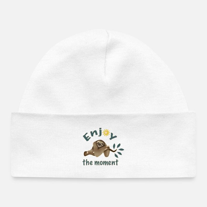 Paresseux sur branche - Bonnet bébé bio - blanc