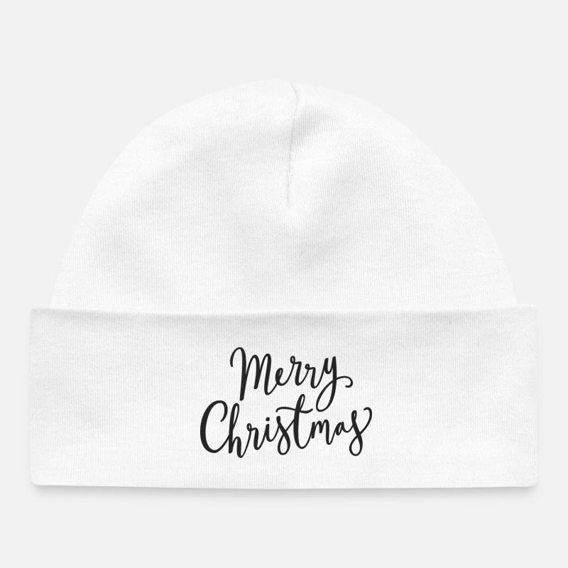 Merry Christmas Script Noir - Bonnet bébé bio - blanc