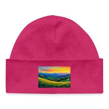 Nature Landscape Illustration Poster - Baby Organic Beanie - white - Front