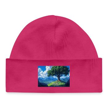 Nature Landscape Illustration Poster - Baby Organic Beanie - white - Front