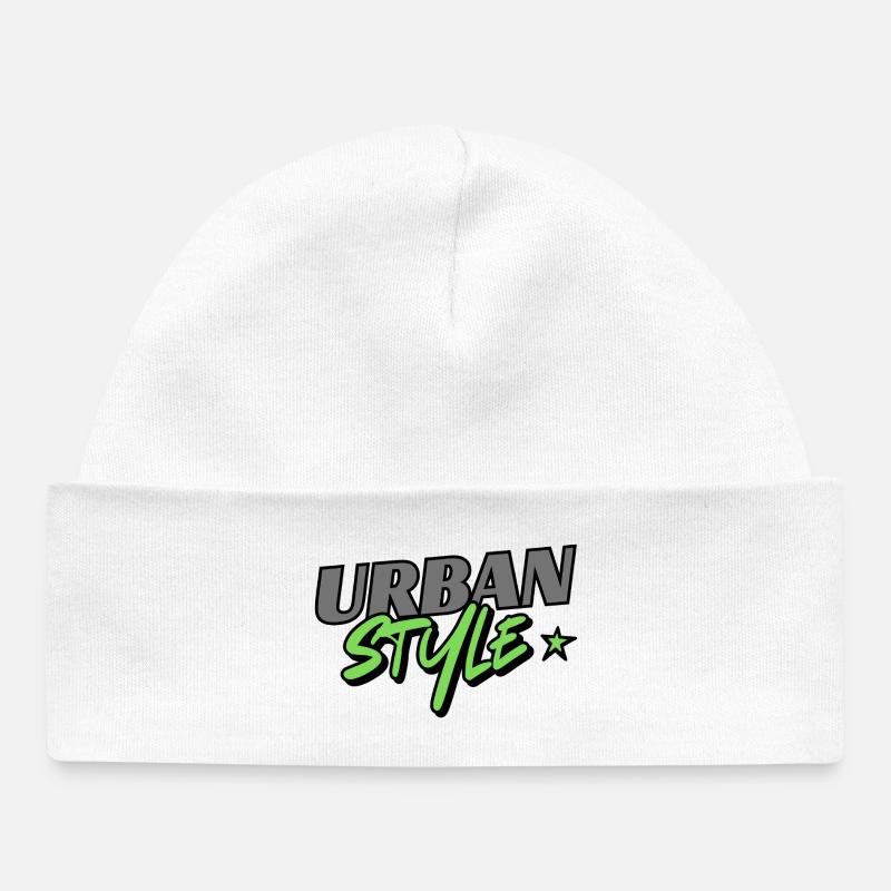 Style urbain – Look graffiti avec un accent vert - Bonnet bébé bio - blanc