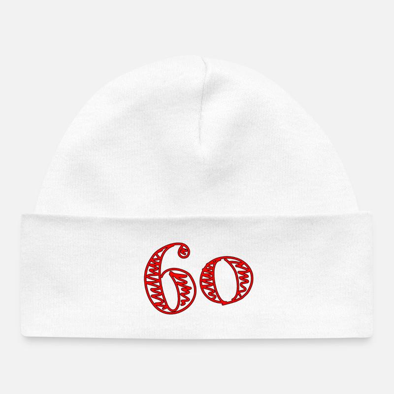 60. 60 ANS. 60e ANNIVERSAIRE. ANNIVERSAIRE 60 ANS. - Bonnet bébé bio - blanc