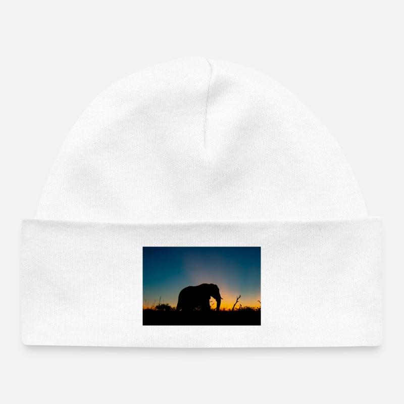 Photo de silhouette d’éléphant pendant l’heure dorée - Bonnet bébé bio - blanc