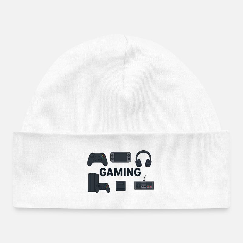 Silhouettes de jeu rétro - Bonnet bébé bio - blanc
