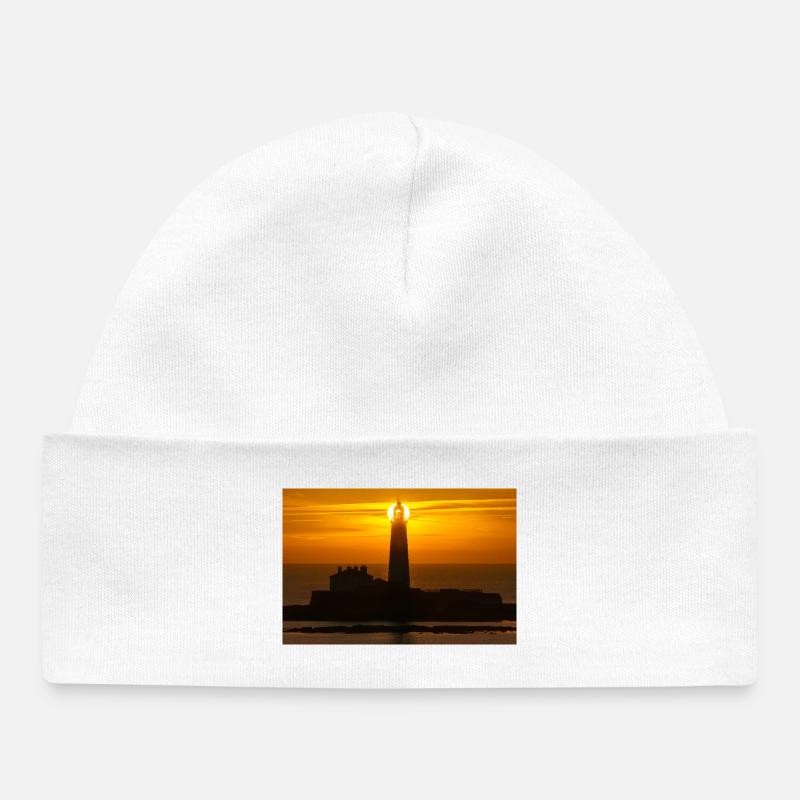 lever du soleil Phare de St Marys - Bonnet bébé bio - blanc