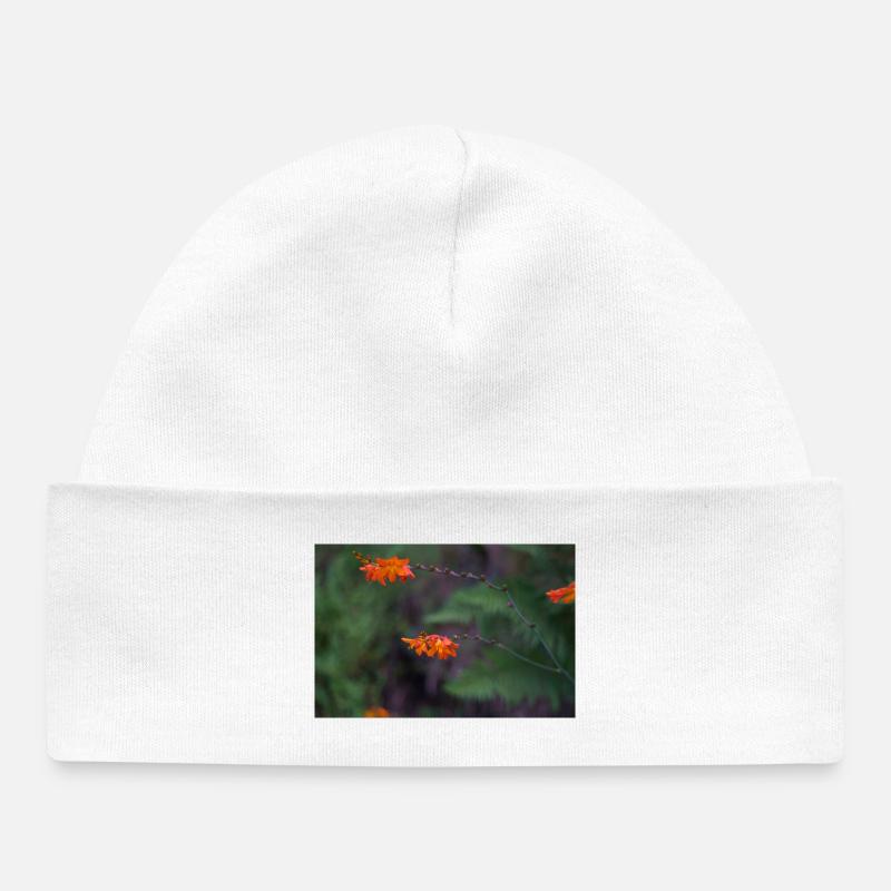Fleur d’orange sur tige arquée - Bonnet bébé bio - blanc