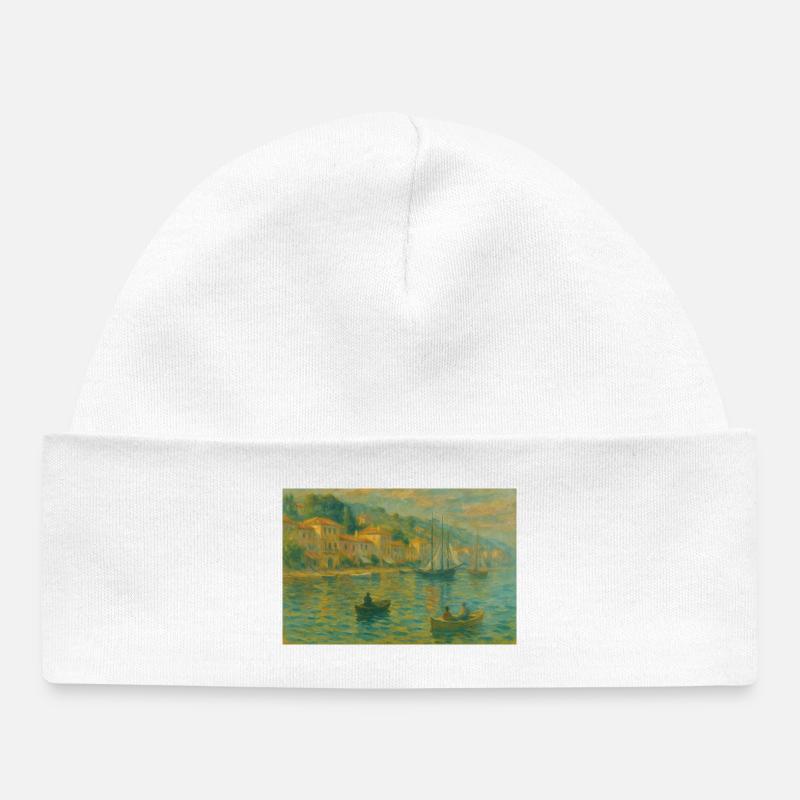 Harbour impression evening light - Baby Organic Beanie - white