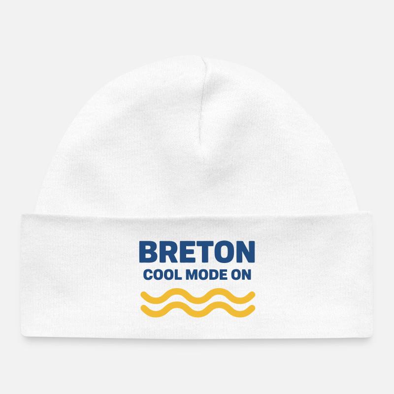 Breton Cool Mode On Vagues Jaunes - Bonnet bébé bio - blanc