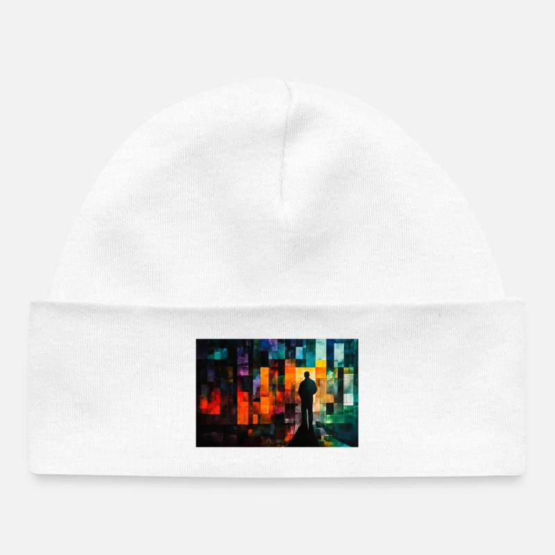 Chemin d’ombre en mosaïque de couleurs - Bonnet bébé bio - blanc
