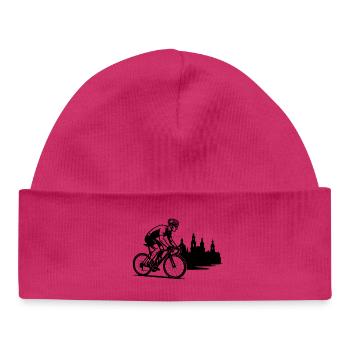Des cyclistes en course devant la silhouette de Dresde - Bonnet bébé bio - blanc - Devant