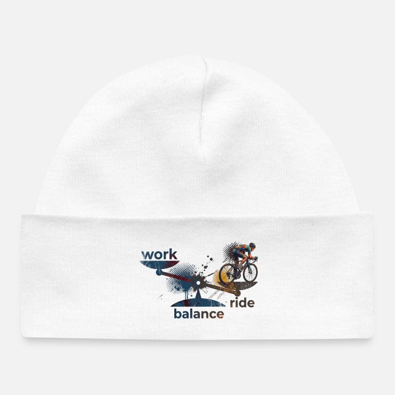 Travail - Roulée - Équilibre : Faites attention ! - Bonnet bébé bio - blanc