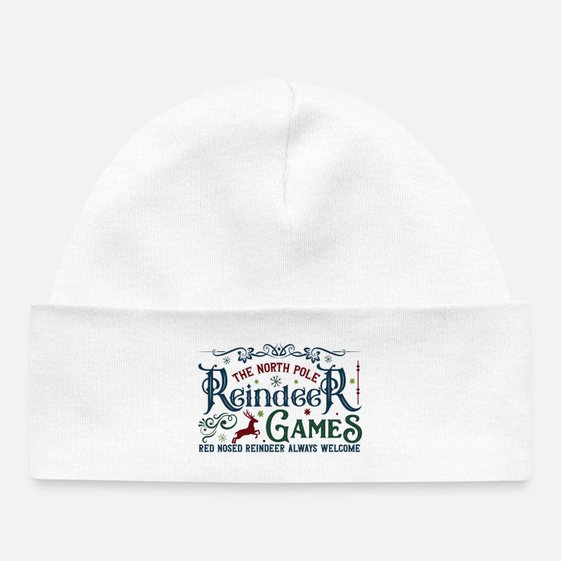 Jeux du renne du pôle Nord - Bonnet bébé bio - blanc