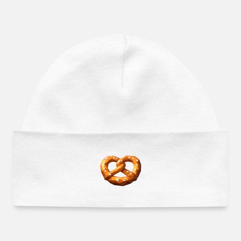 Low poly bretzel orange polygonal - Bonnet bébé bio - blanc