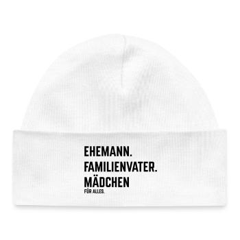 Ehemann Familienvater Mädchen Für Alles (Black) - Baby Organic Mütze - Weiß - Vorne