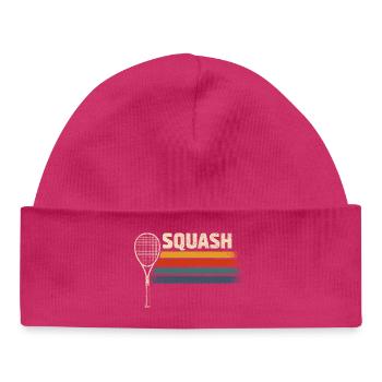 Vintage Squash Racket Lover Funny Sports - Baby Organic Beanie - hot pink - Front