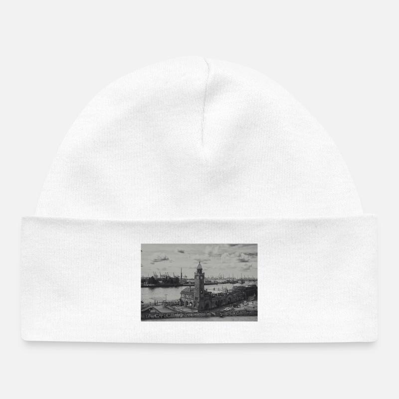 Tour de jauge du port de Hambourg rétro - Bonnet bébé bio - blanc