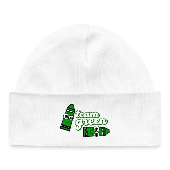 Smiling Crayon Green Team - Baby Organic Beanie - white - Front