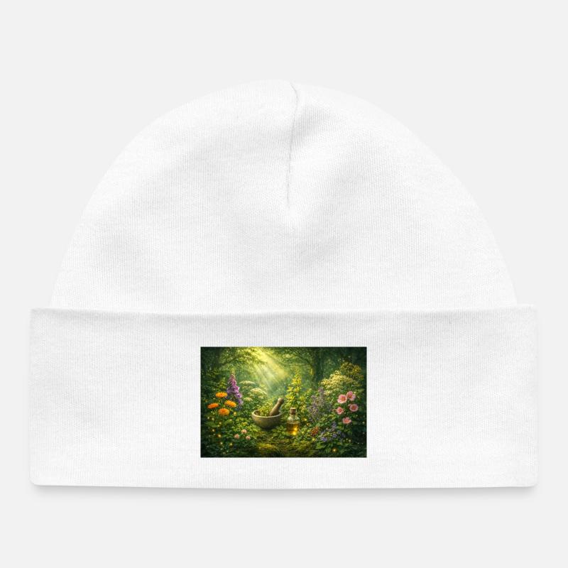Herbes magiques - Bonnet bébé bio - blanc