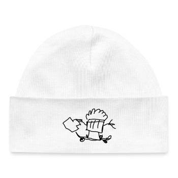 Muffin à roulettes avec valise - Bonnet bébé bio - blanc - Devant