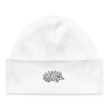 Geometrische Igel-Linienzeichnung - Baby Organic Mütze - Weiß - Vorne