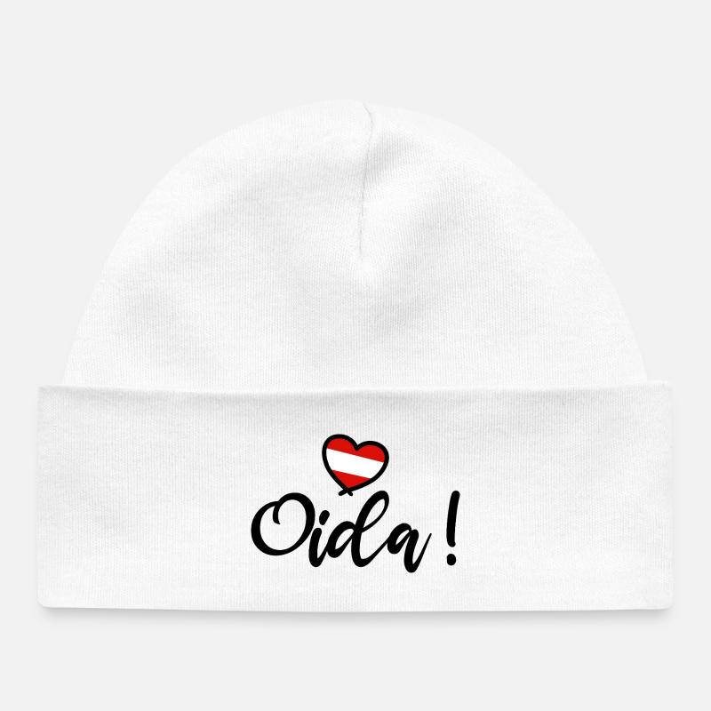 Oida ! Cœur d’Autriche J’adore le dialecte d’Autriche - Bonnet bébé bio - blanc