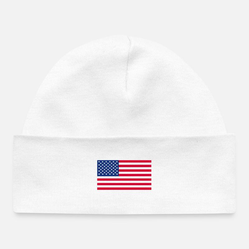 Drapeau Américain Minimaliste - Bonnet bébé bio - blanc