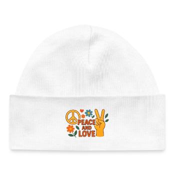 Paix et Amour Floral Rétro - Bonnet bébé bio - blanc - Devant