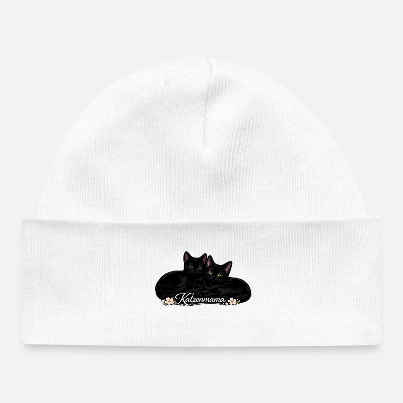 Cat Mom – Amour de chat avec des fleurs - Bonnet bébé bio - blanc