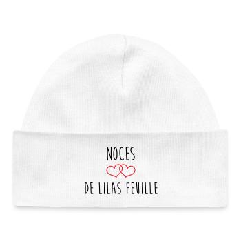 Noces de Lilas 63 ans de mariage - Bonnet bébé bio - blanc - Devant