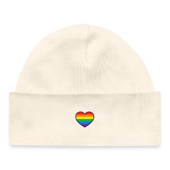 Herz mit Pride-Regenbogenstreifen - Baby Organic Mütze - Weiß - Vorne
