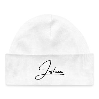 Joshua Name - Elegant Cursive Script - Baby Organic Beanie - white - Front