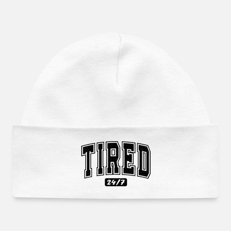 Fatigué 24/7 Typographie Bold - Bonnet bébé bio - blanc