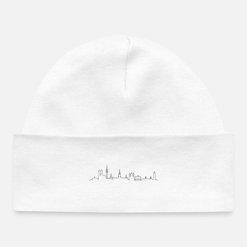 Lignes de la ville Silhouette Munich - Bonnet bébé bio - blanc