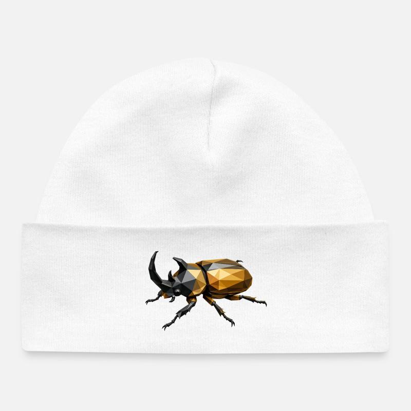 Scarabée géométrique dorée - Bonnet bébé bio - blanc