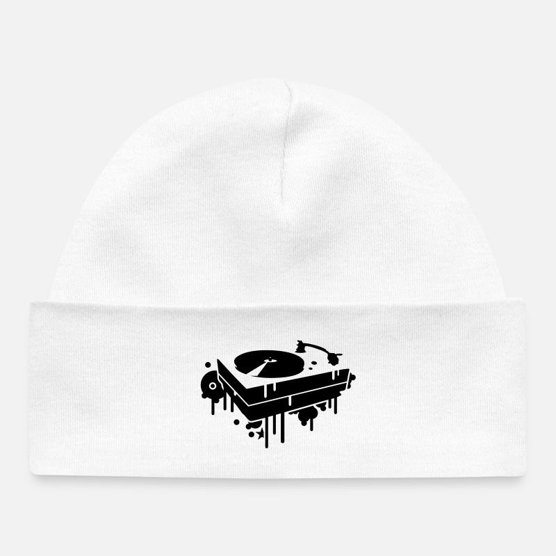 A record player - Baby Organic Beanie - white