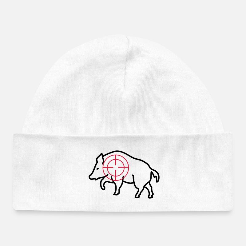 sanglier - Bonnet bébé bio - blanc
