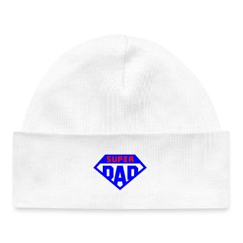 Badge Super Dad Bleu Vif - Bonnet bébé bio - blanc - Devant