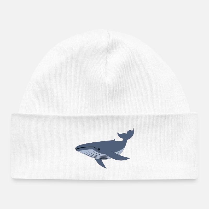 Baleine bleue, baleine - Bonnet bébé bio - blanc
