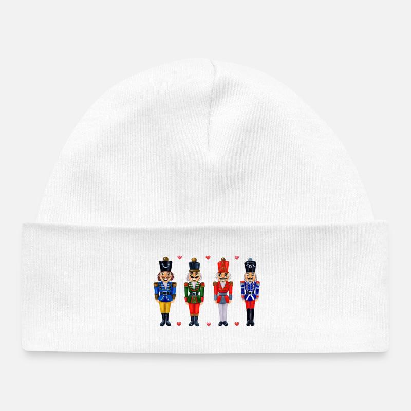 QUATRE CASSE-NOISETTES DRÔLES - Bonnet bébé bio - blanc