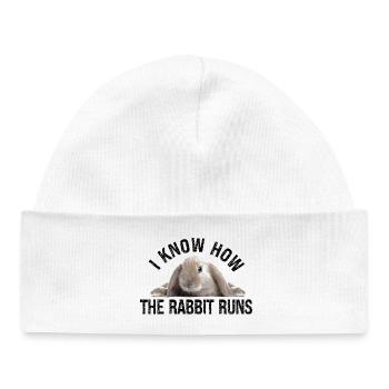 Kaninchen  I know how the rabbit run Denglisch - Baby Organic Mütze - Weiß - Vorne