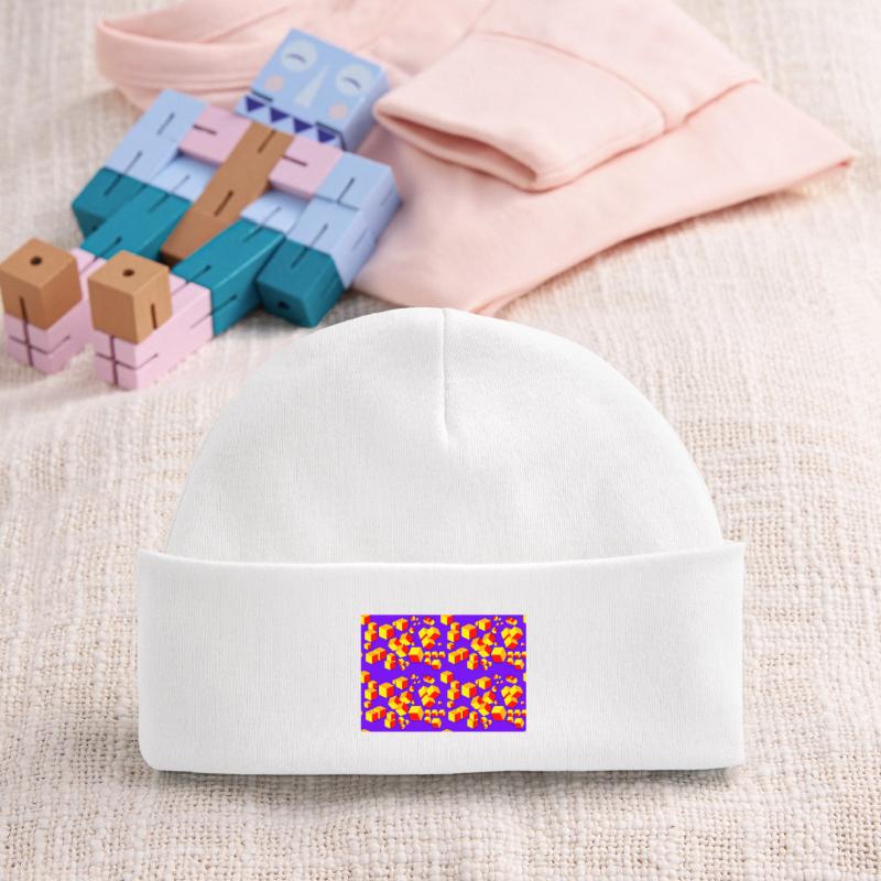 Deco pattern cube colored Baby Organic Beanie