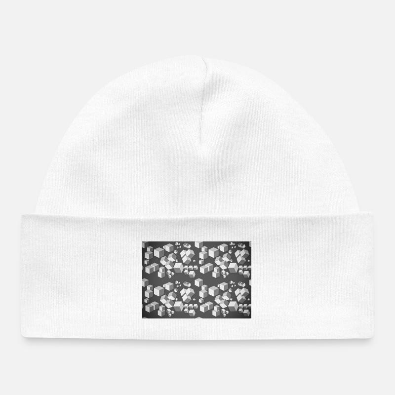 Motif déco gris-blanc - Bonnet bébé bio - blanc