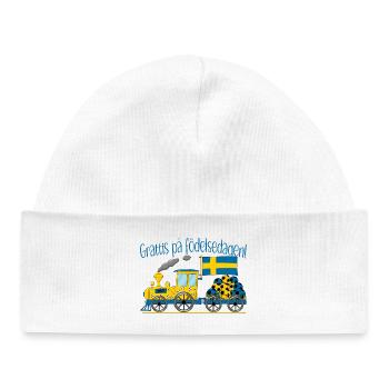 Grattis på födelsedagen Sweden Flag Football - Baby Organic Beanie - white - Front