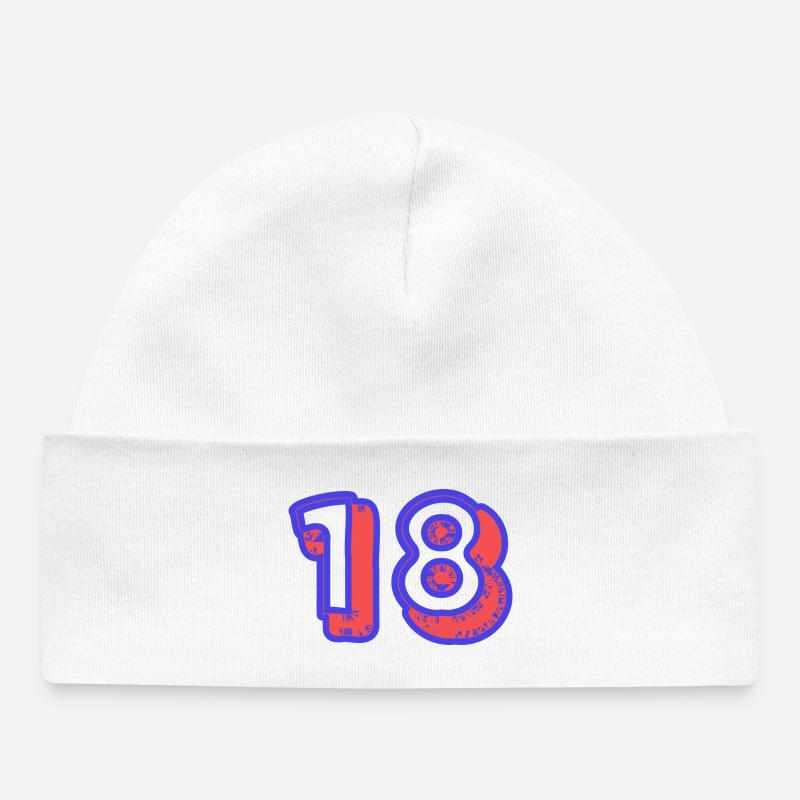 18. 18 ANS. 18e ANNIVERSAIRE. ANNIVERSAIRE 18 ANS. - Bonnet bébé bio - blanc