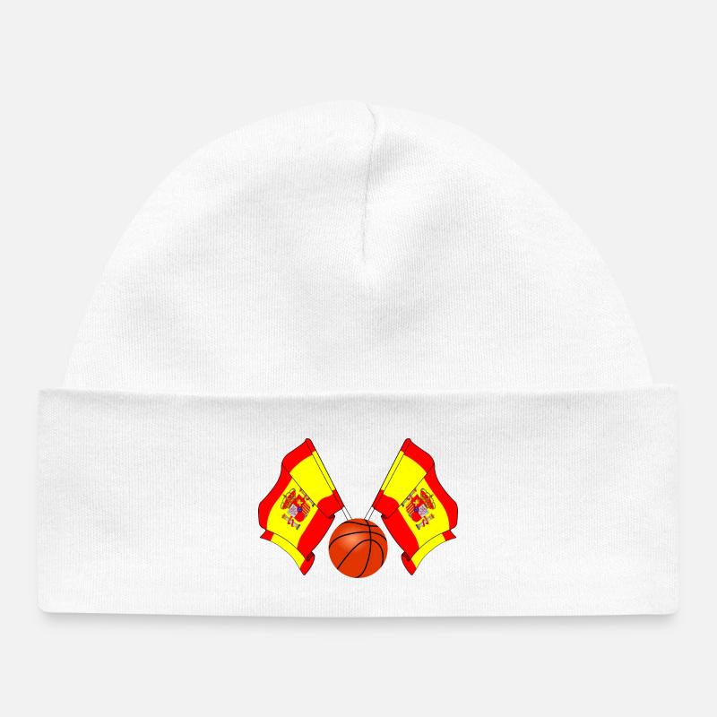 Deux drapeaux espagnols croisés Basketball Espagne - Bonnet bébé bio - blanc