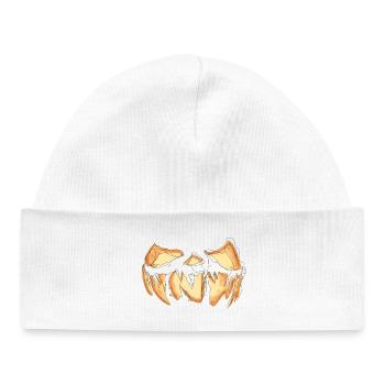 Visage de citrouille Halloween gribouiller - Bonnet bébé bio - blanc - Devant