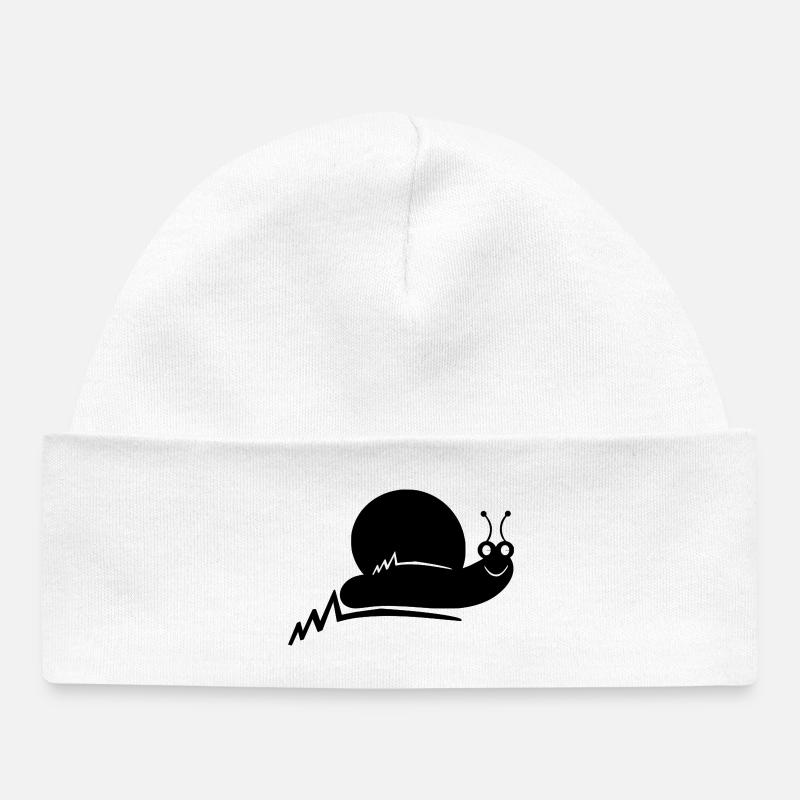 Escargot Sourire Ligne Simple - Bonnet bébé bio - blanc