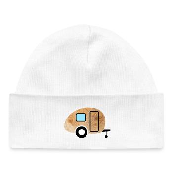 Caravan Wood Grain Retro Nature Caravan Fan - Baby Organic Beanie - white - Front